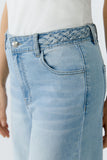 Light Denim Jeans with Braided Detail at Waist