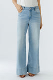 Light Denim Jeans with Braided Detail at Waist
