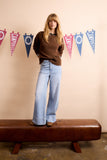 Light Denim Jeans with Braided Detail at Waist