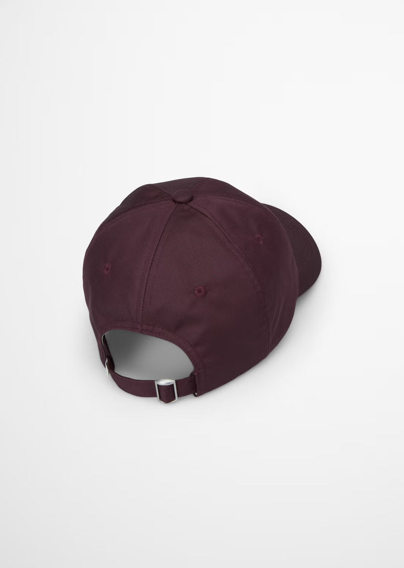 Cotton nylon blend logo cap in black cherry