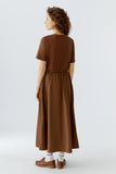 Cognac Coloured Casual Dress