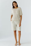 Beige Linen Knit Top