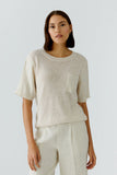 Beige Linen Knit Top