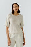 Beige Linen Knit Top