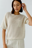 Beige Linen Knit Top