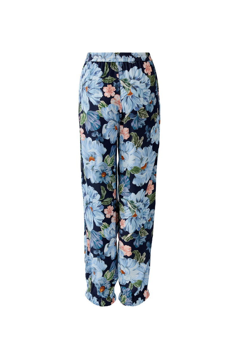 Navy Blue and Pink Floral Trouser