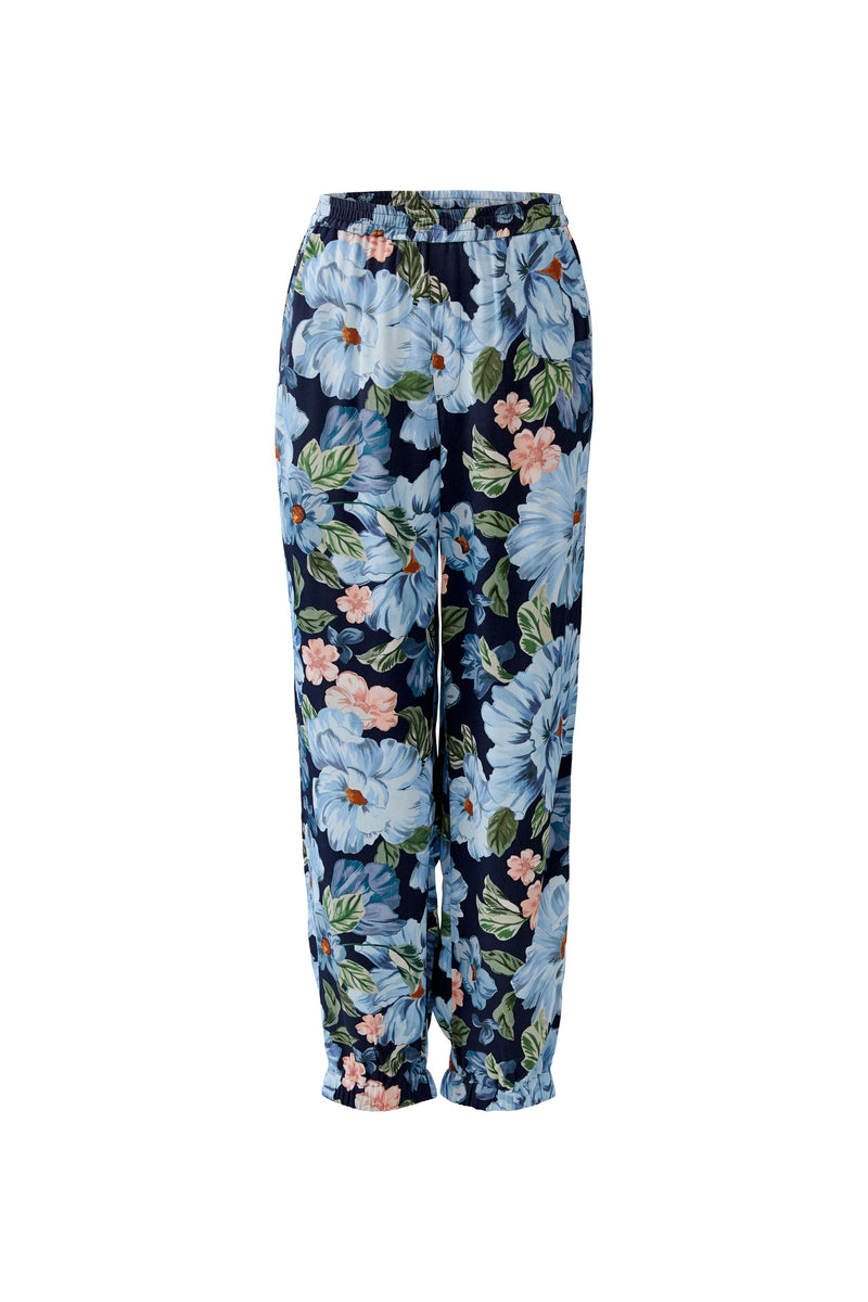 Navy Blue and Pink Floral Trouser