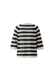 navy and beige striped sweater