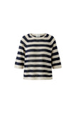 navy and beige striped sweater