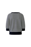 Navy and White Striped Top with Crochet Detail