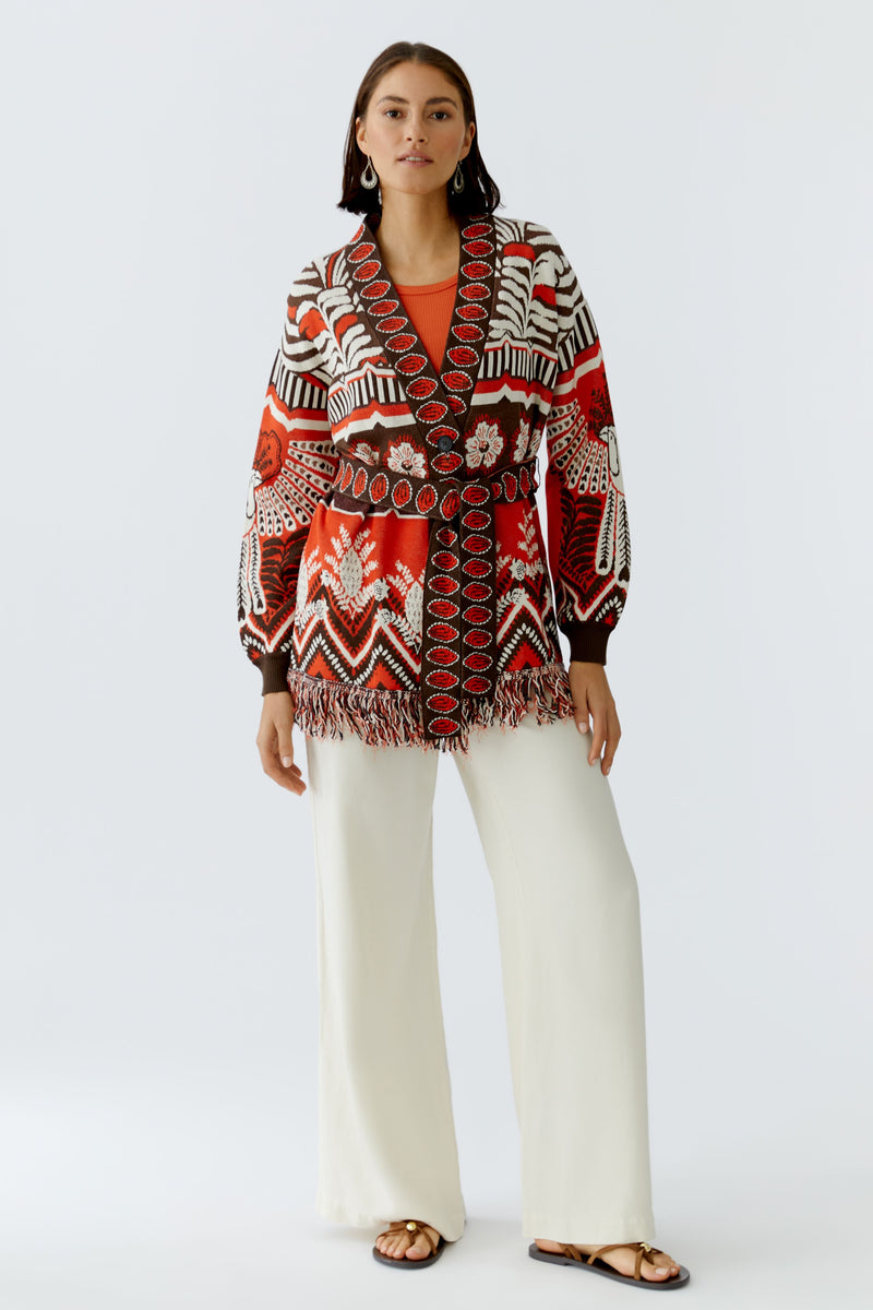 Orange Brown and Cream Knit Cardi