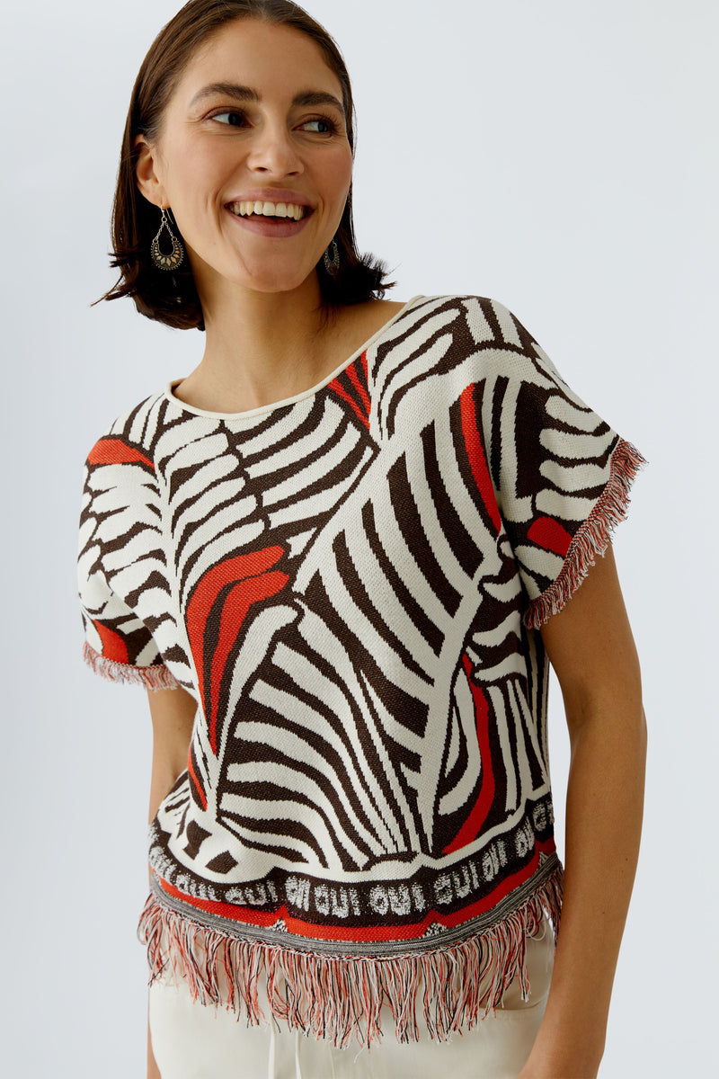 Beige Brown and Orange knit Top