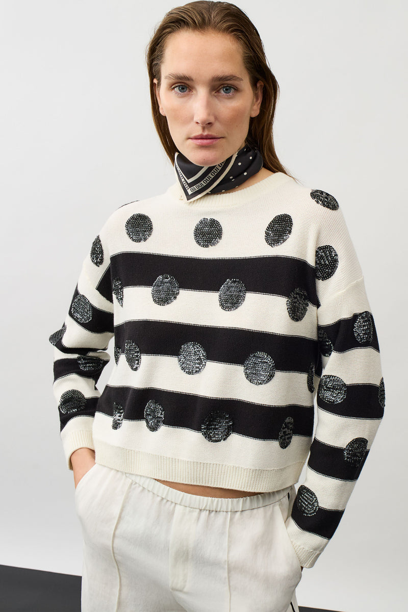 Striped Sweater with Sequin Circles
