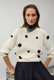 Ivory Sweater with Black Polka Dots