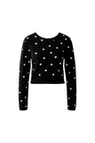 Knit Cardi in Black with Ivory polka Dots