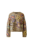 Pullover with colorful floral embroidery