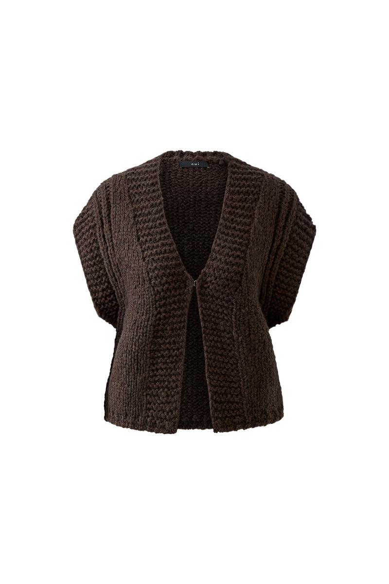Brown Sleeveless Cardi