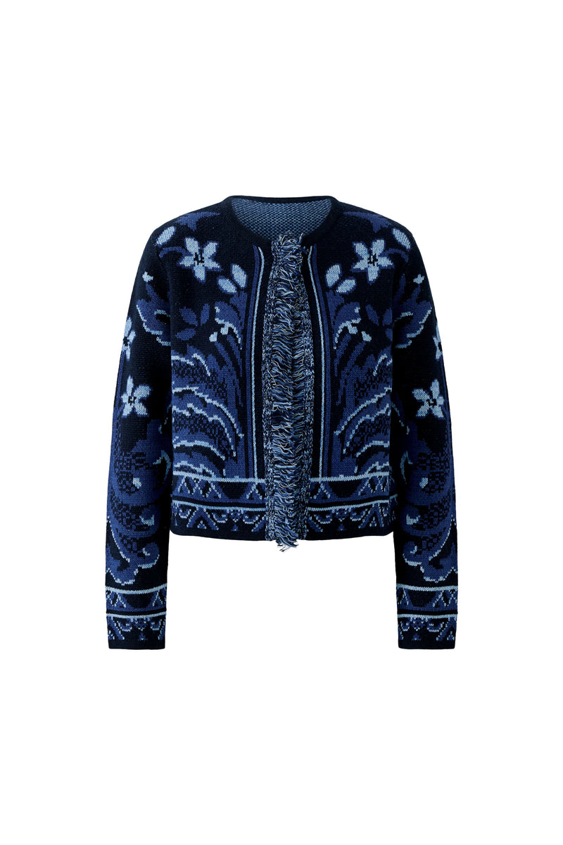 Navy and Blue jacquard Cardigan