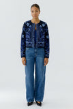 Navy and Blue jacquard Cardigan