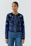 Navy and Blue jacquard Cardigan