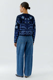 Navy and Blue jacquard Cardigan