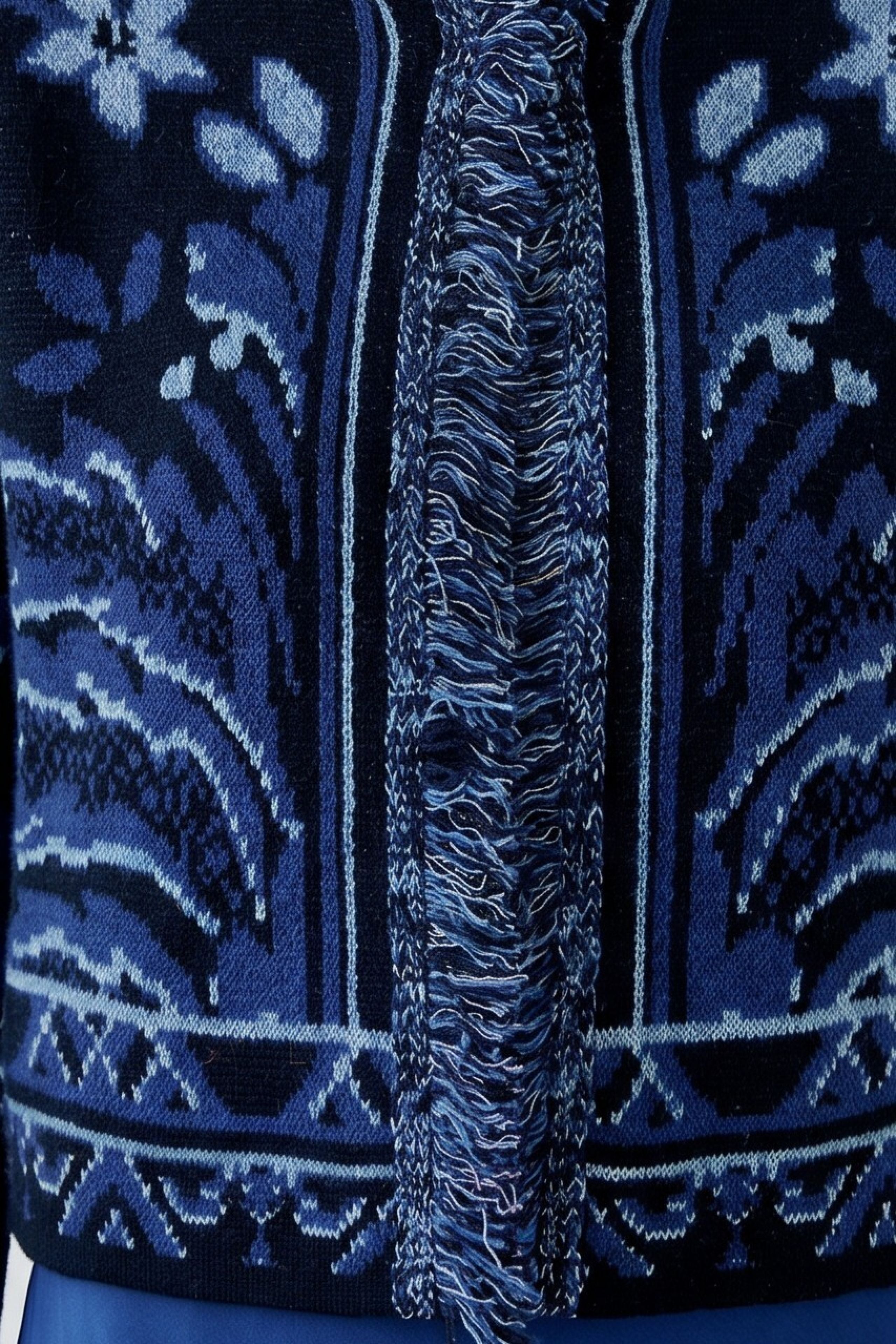 Navy and Blue jacquard Cardigan
