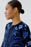Navy and Blue jacquard Cardigan