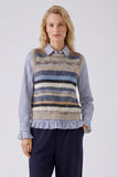 Blue and Oatmeal Sleeveless Sweater