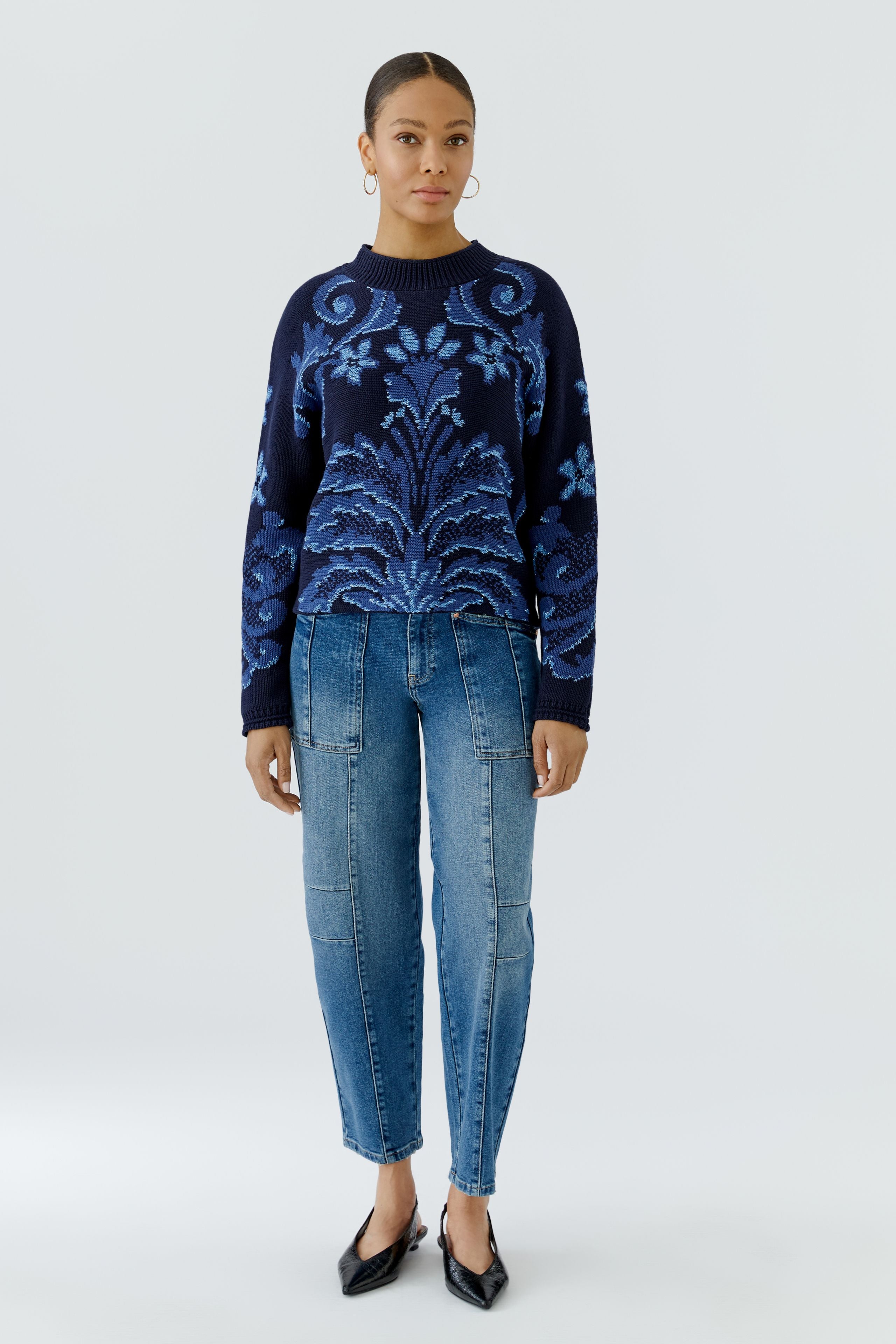 Navy and Blue Jacquard Sweater