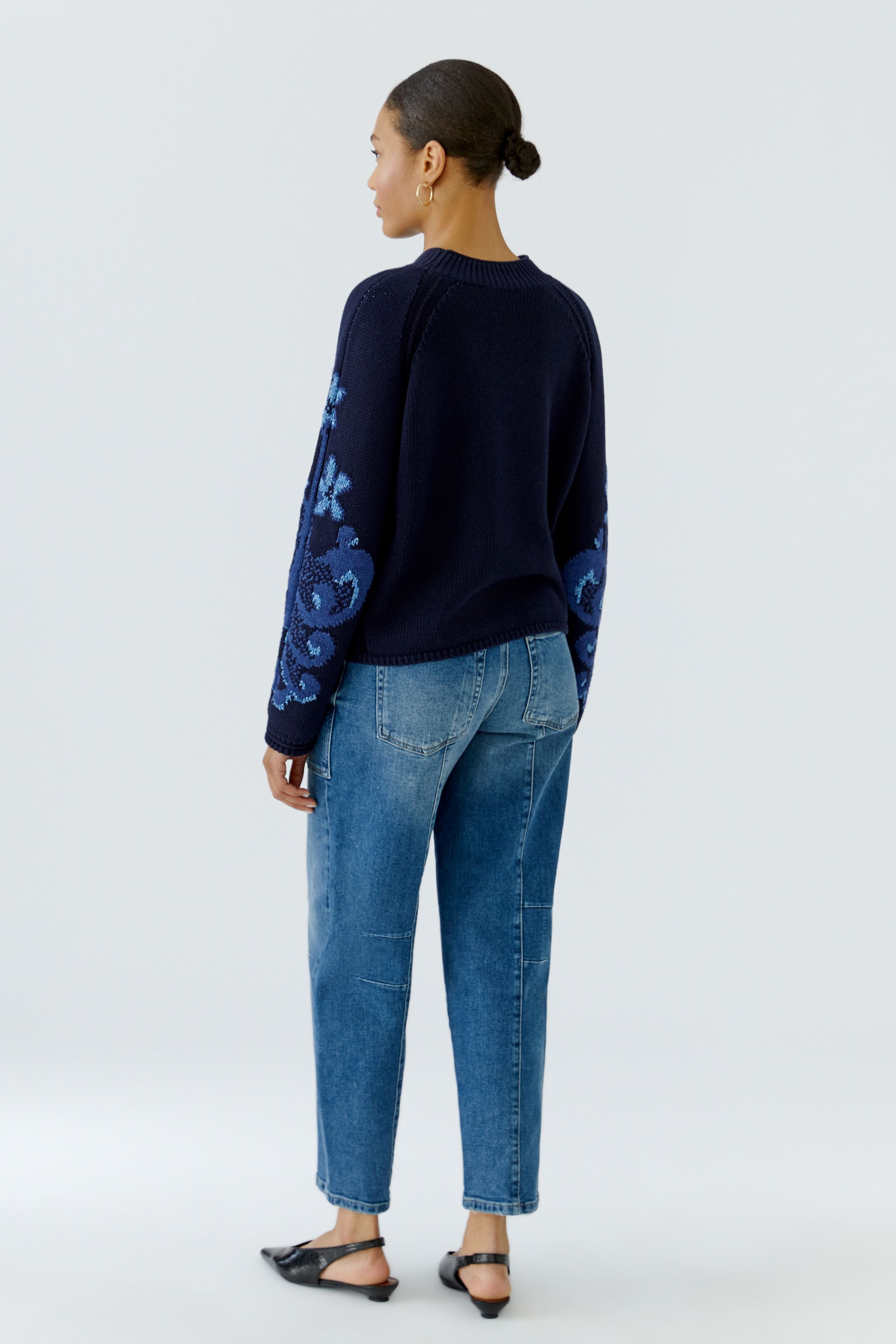 Navy and Blue Jacquard Sweater