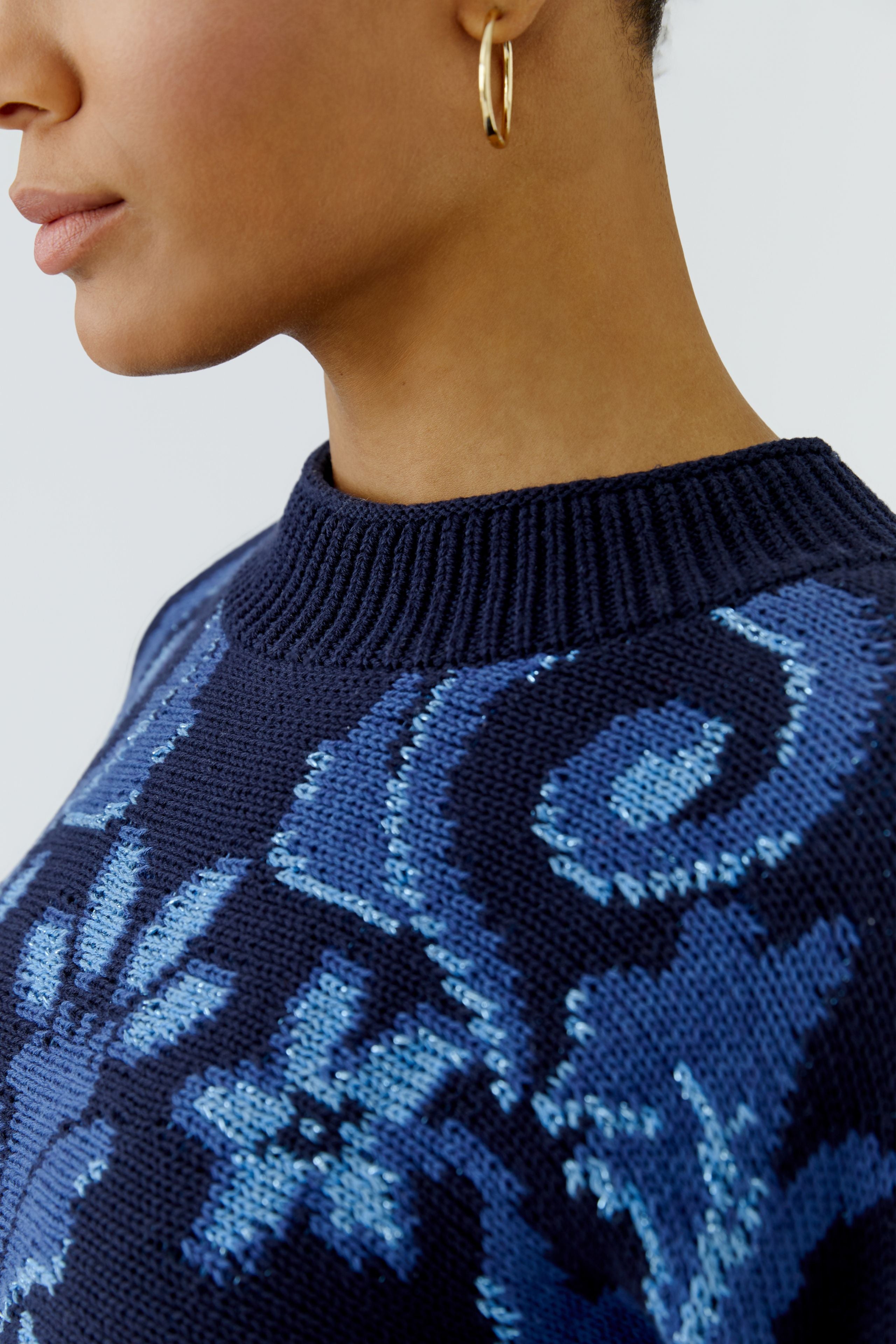 Navy and Blue Jacquard Sweater