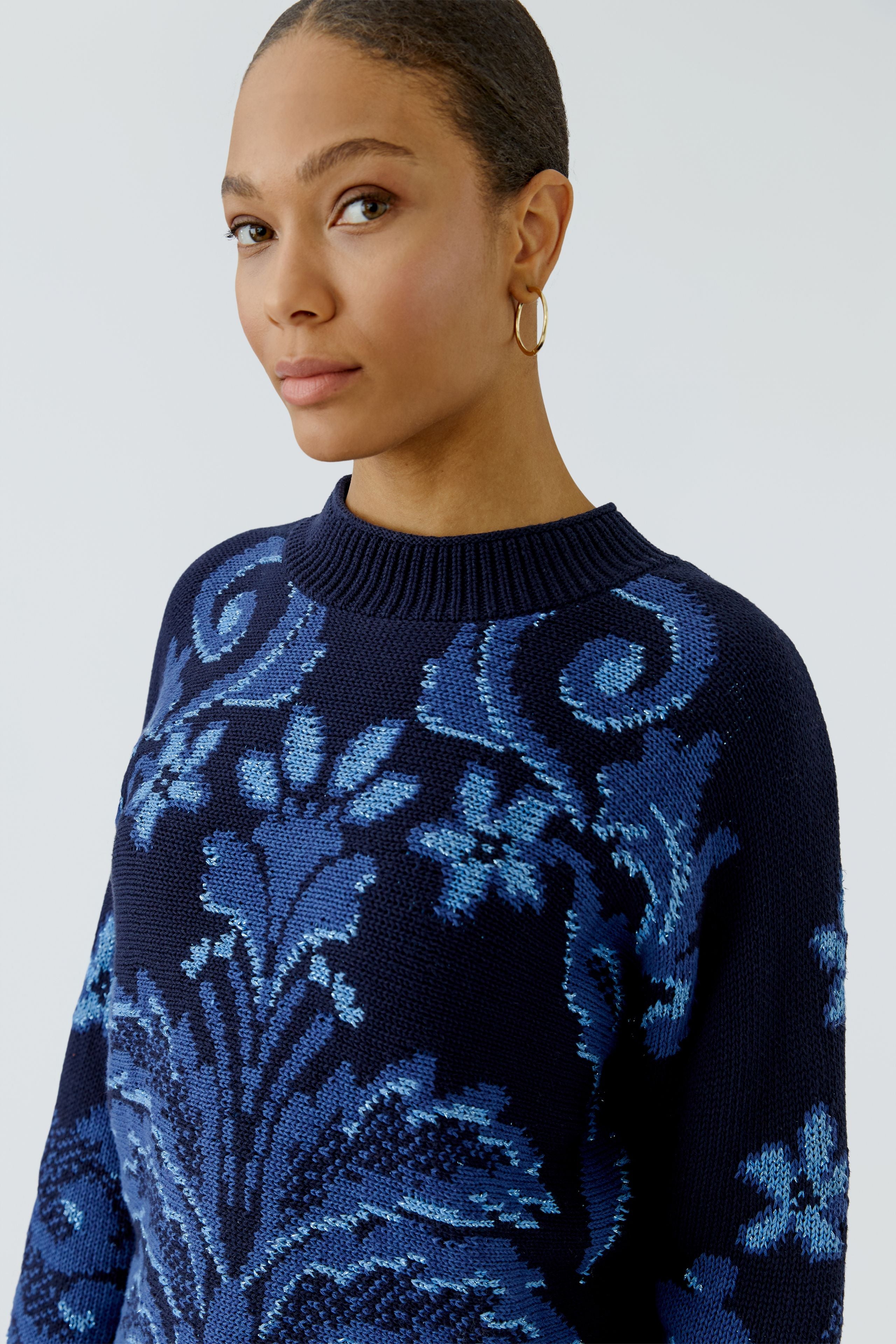 Navy and Blue Jacquard Sweater