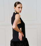 Long top with feathers