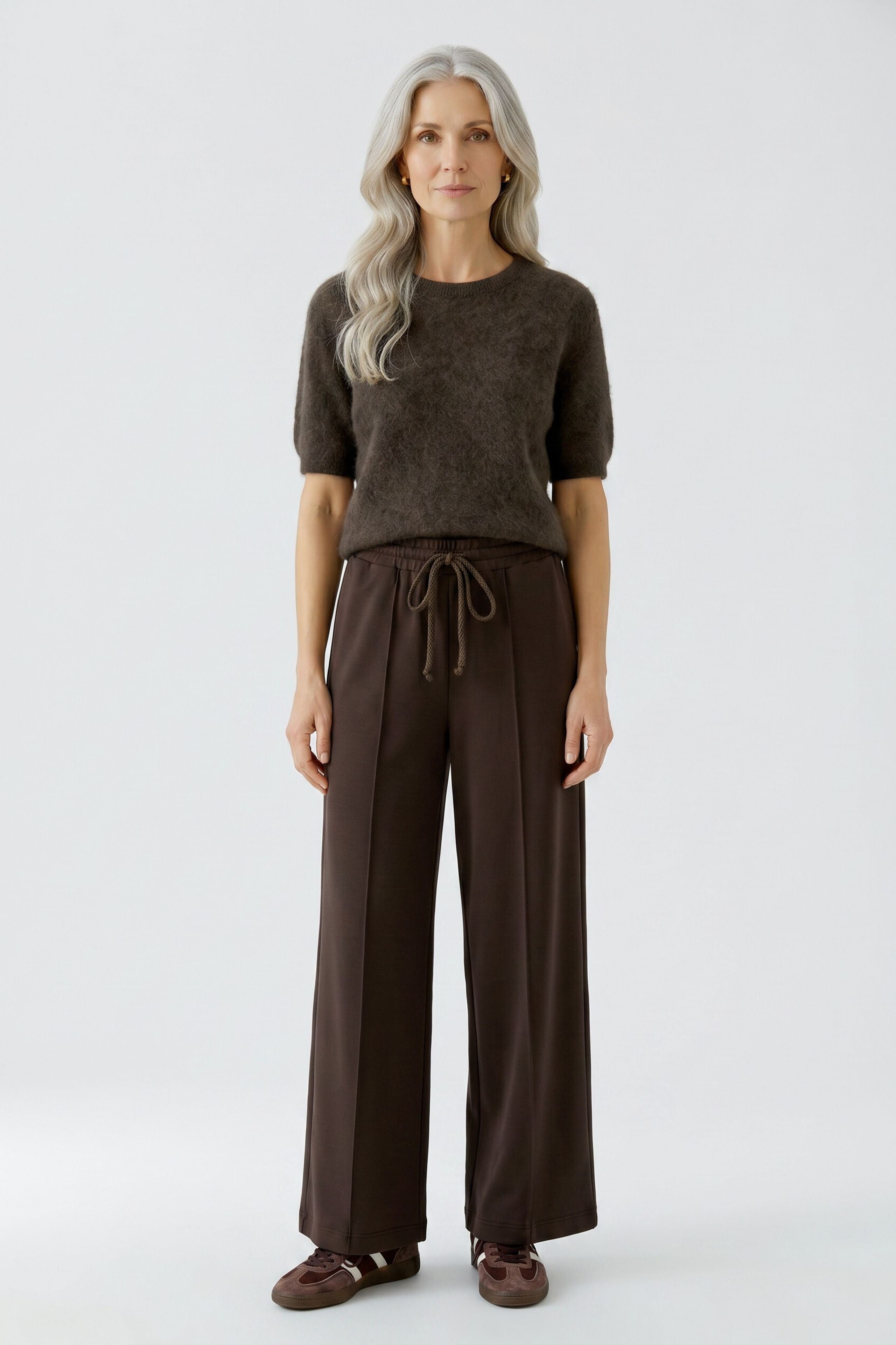 Brown Marlene Trouser in Soft Scuba