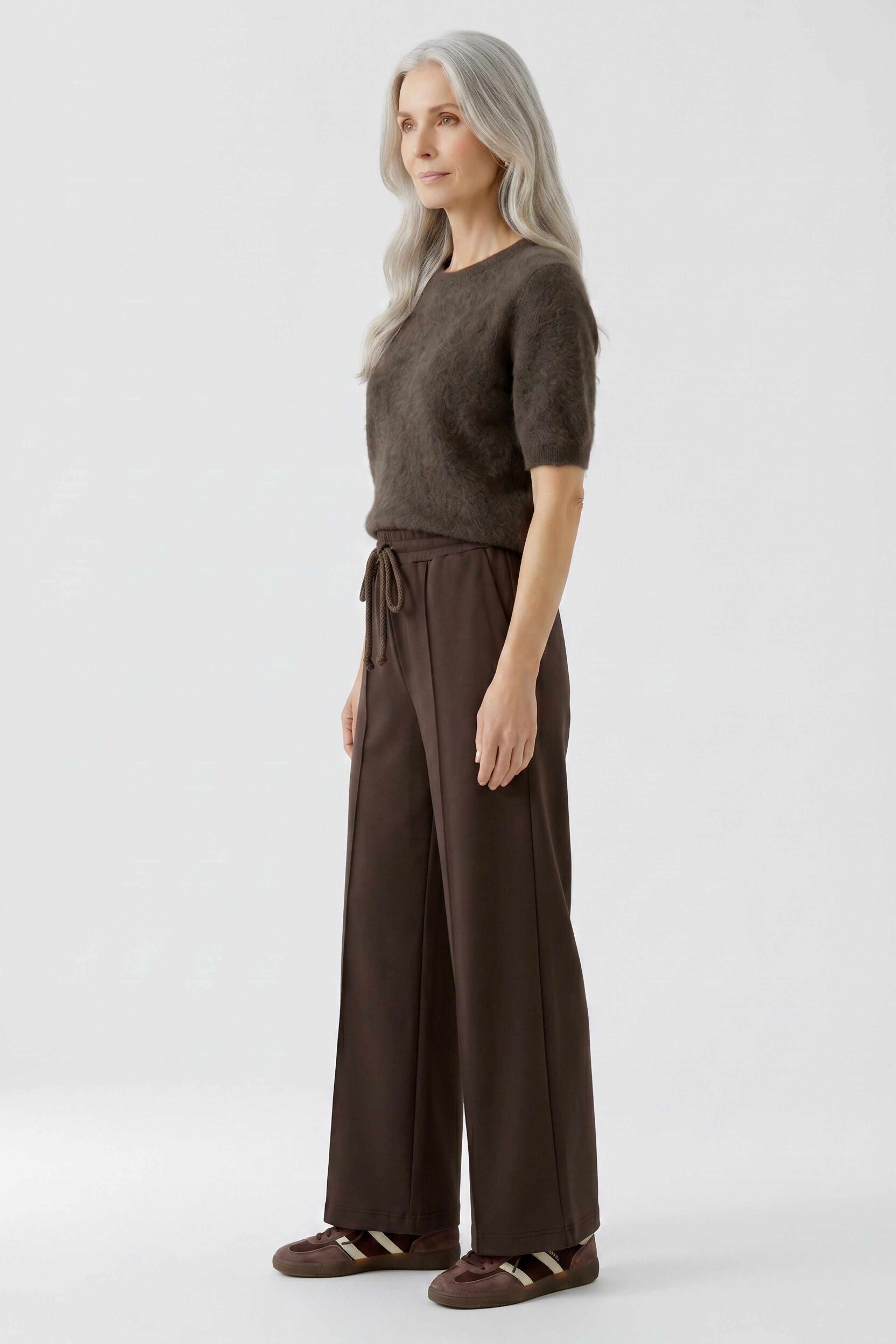 Brown Marlene Trouser in Soft Scuba