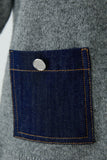 Grey Sweater with Denim Pocket