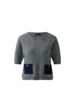 Grey Sweater with Denim Pocket