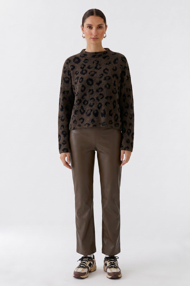 Brown Faux Leather Trouser