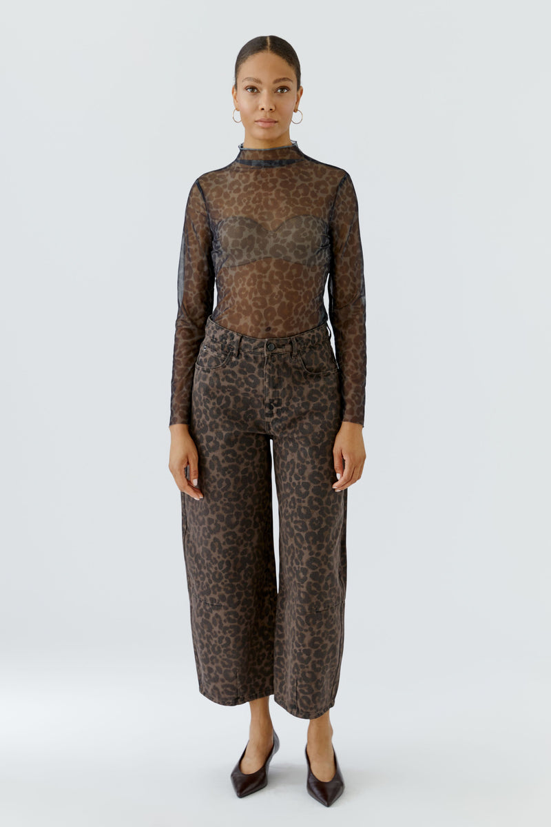 Leopard Print Mesh Top