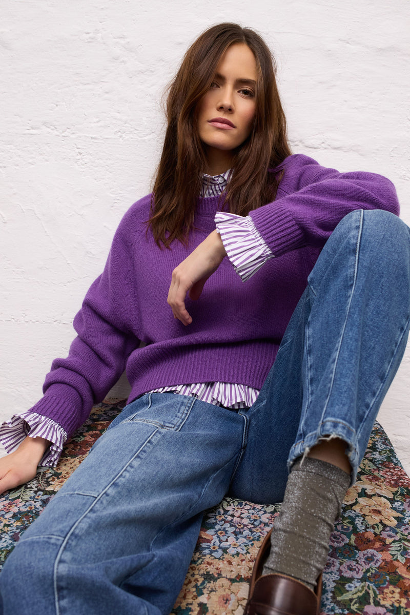 Purple and White Striped Shirt