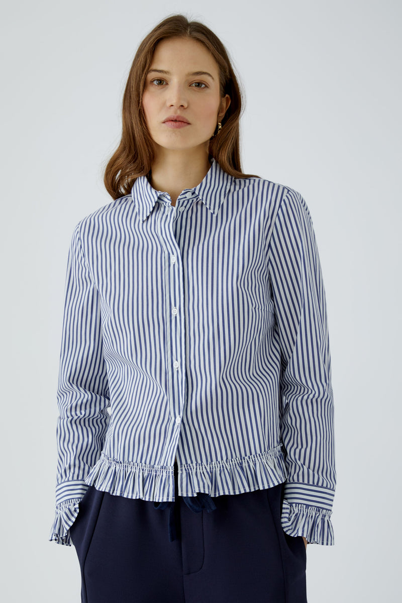 Blue and white Striped Blouse with Fills