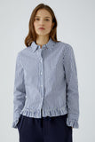 Blue and white Striped Blouse with Fills
