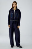 Navy Jacket with Denim Pocket