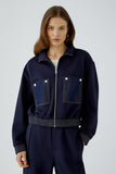 Navy Jacket with Denim Pocket