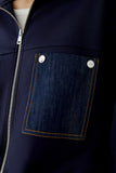 Navy Jacket with Denim Pocket