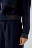 Navy Jacket with Denim Pocket