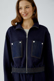 Navy Jacket with Denim Pocket