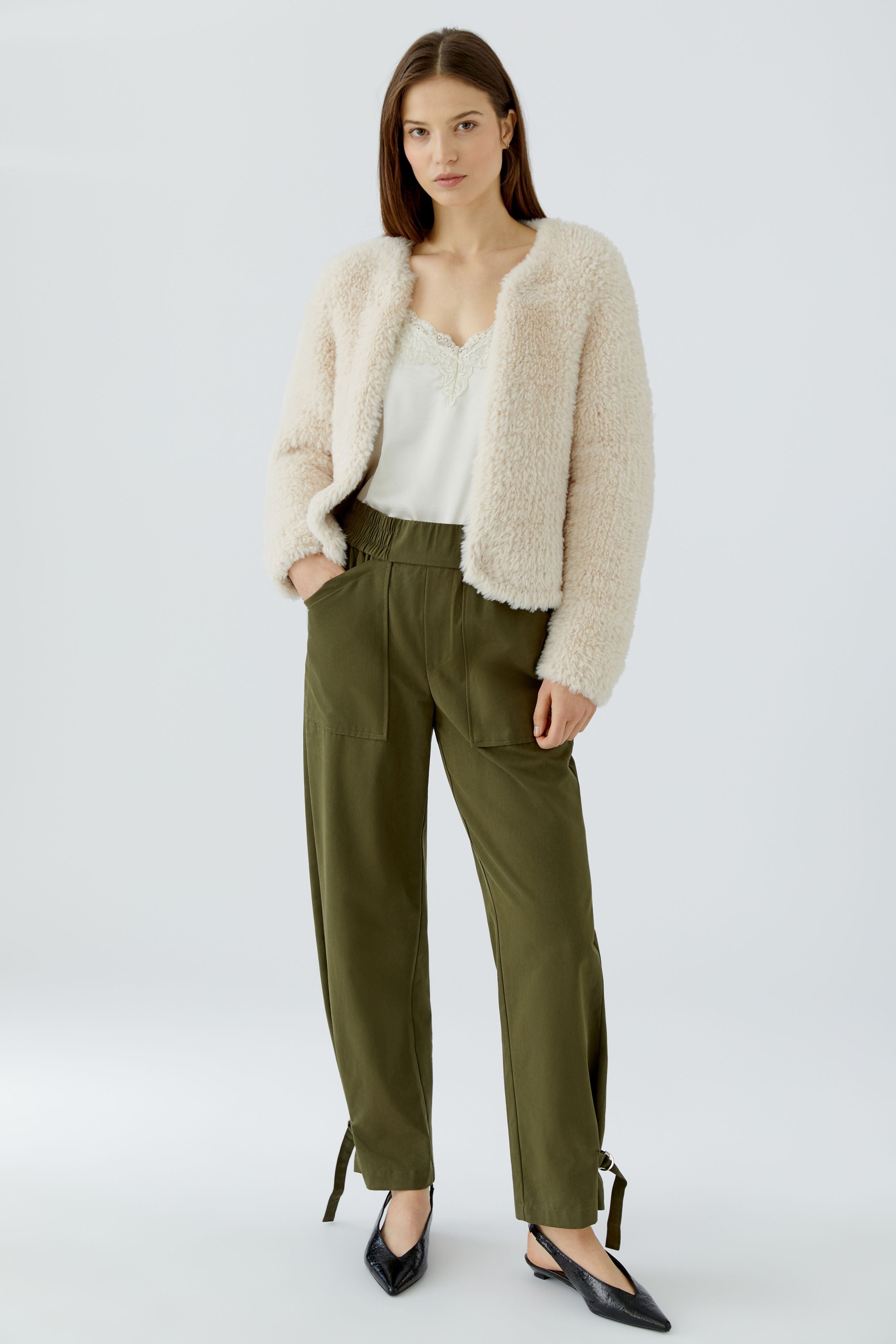 Green Trouser with Tie at Hem