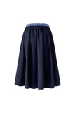 Navy Skirt with Striped Wasitband
