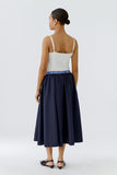 Navy Skirt with Striped Wasitband